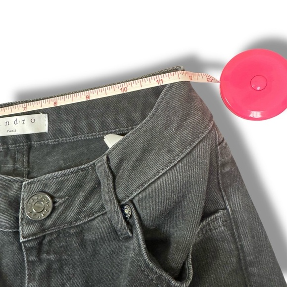 Sandro Embroidered Jeans Paris Vegas Rose Straight leg EU size 34 waist 24in EUC - Picture 12 of 13